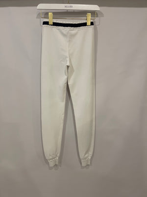 Chanel White Jogger Pants with Navy Waistband Detail FR 38 (UK 10)