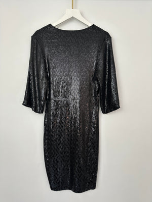 Saint Laurent Black Long Sleeve Sequin Mini Dress FR S (UK 8)