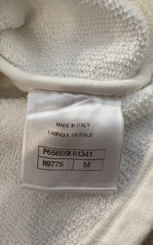 Chanel Fall 2020 White Cropped Sweater Top with Black and Gold Tweed Flower Detail with Gold CC Logo Size M (UK 10)