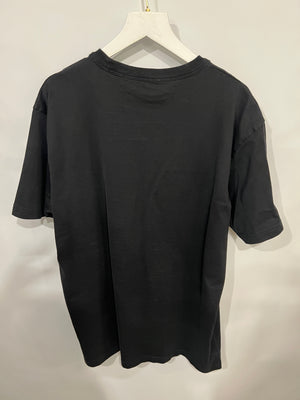 Christian Dior Black Short-Sleeved Oversized T-Shirt with Grey Logo Print Size XS (UK 6)