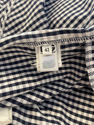 Dolce Gabbana Navy and White Vichy Printed Sleeveless Mini Dress Size IT 42 (UK 10)