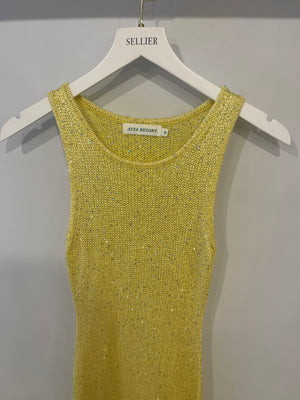 Asta Resort Yellow Sequin Embellished Knit Natalia Maxi Dress Size XS (UK 6) RRP £298