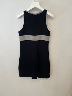 Chanel Black and Silver Mini Sleeveless Dress with Pocket Details Size FR 36 (UK 8)