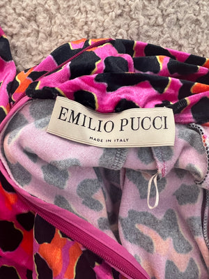 Emilio Pucci Pink Leopard Velour Turtleneck Midi Dress Size UK 8/10 RRP £800