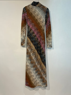 Missoni Brown Crochet Mid-Neck Long Sleeve Dress IT 38 (UK 6)