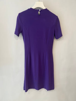Paco Rabanne Purple Short Sleeved Mini Dress with Ruched Detail and Silver Buttons Size FR 38 (UK 10) RRP £700