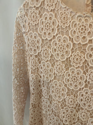 Christian Dior Baby Pink Floral Crochet Mini Dress Size FR 42 (UK 14)