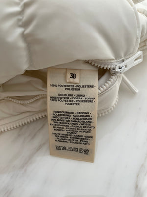 Hermès White Sleeveless Cropped Puffer Jacket with Logo Detail Size FR 38 (UK 10) RRP £2,400