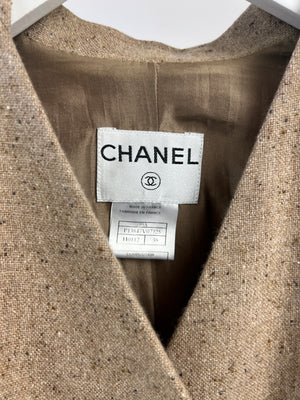 Chanel 99A Vintage Beige Cashmere Blazer with Flecked Detail Size FR 38 (UK 10)