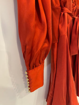 Zimmermann Burnt Orange Silk Mini Dress with Belt Size 1 (UK 10)