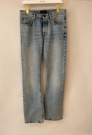 Balenciaga Blue Straight Leg Denim Jeans with Back Logo Detail Size 26 (UK 8)