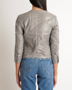 Chanel Grey Windbreaker Jacket with Silver CC Logo Buttons and Pocket Details Size FR 36 (UK 8)