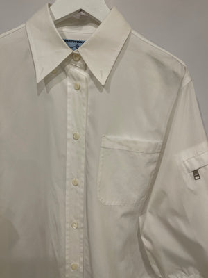 Prada White Re-Nylon Shirt Dress with Logo Detail Size IT 40 (UK 8) RRP £1,650