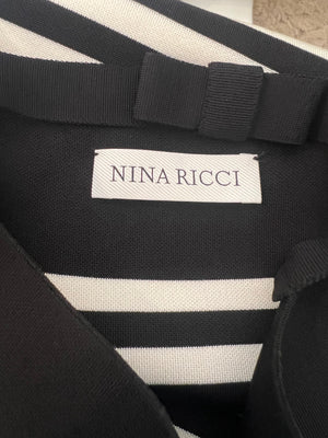 Nina Ricci Black and White Striped Knitted Mini Dress with Bow Detail Size XS (UK 6) RRP £600