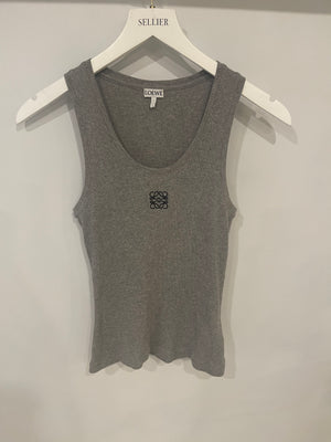 Loewe Grey Ribbed Tank Top with Embroidered Logo Detail Size XS (UK 6) RRP £495
