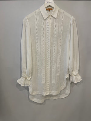 Ermanno Scervino Life White Two-Piece Linen Shirt and Shorts Set Size IT 38 (UK 6)