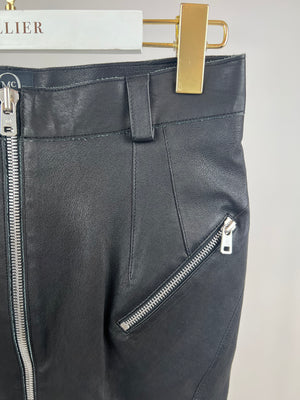 Alexander McQueen Black Leather Midi Skirt with Zip Detail Size IT 40 (UK 8)