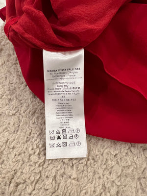 Giambattista Valli Red Silk Long-Sleeved Mini Dress with Ruffle Details Size IT 42 (UK 10)