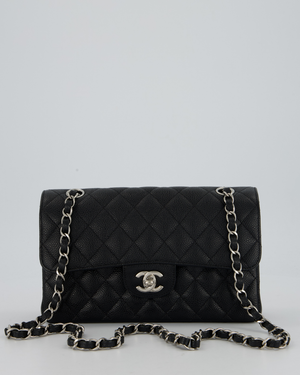 Chanel Black Small Classic Double Flap Bag in Caviar Leather with Silver Hardware