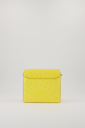 Hermès Mini Roulis 18 in Jaune Citron Ostrich Leather with Palladium Hardware