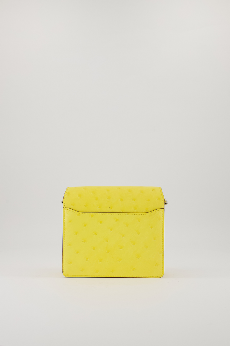 Hermès Mini Roulis 18 in Jaune Citron Ostrich Leather with Palladium Hardware