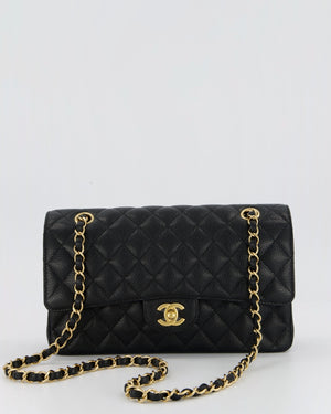 Chanel Black Medium Classic Double Flap Bag in Caviar Leather with Gold Hardware