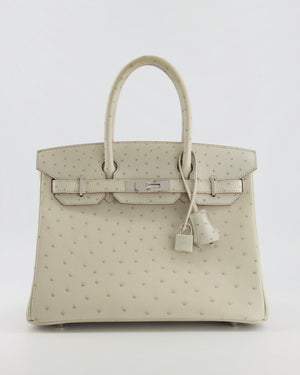 Hermès Birkin 30 Retourne Bag in Gris Perle Ostrich Leather with Palladium Hardware