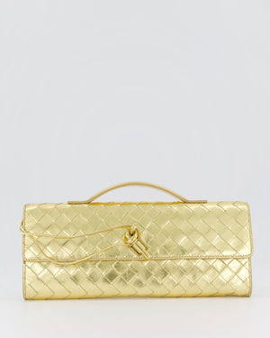 Bottega Veneta Gold Andiamo Intrecciato Leather Clutch Bag RRP £2,850