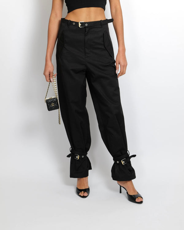 Dion Lee Black Cargo Trousers with Buckle Details Size S (UK 8) RRP £490