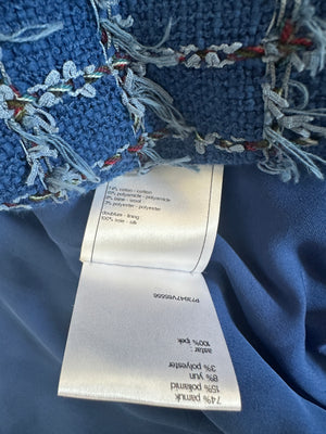 Chanel Blue Tweed Jacket with Silver Button Details Size FR 36 (UK 8)