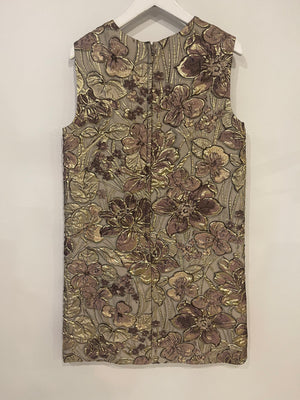 Dolce & Gabbana Gold & Pink Floral Sleeveless Mini Dress IT 40 (UK 8)