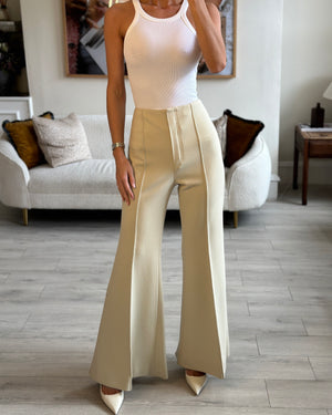 Celine by Phoebe Philo Cream Boot Cut Pleated Trousers FR 40 (UK 12)