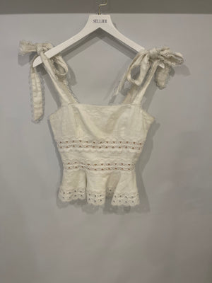 Zimmermann White Top with Lace Detail Size 1 (UK 8/10)