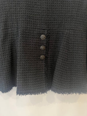 Chanel 09P Black Tweed Jacket with Black CC Logo Buttons Size FR 38 (UK 10)