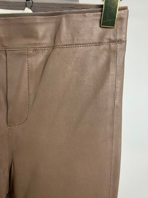 Remain by Birger Christensen Taupe Leather Leggings with Back Pocket Detail FR 36 (UK 8)