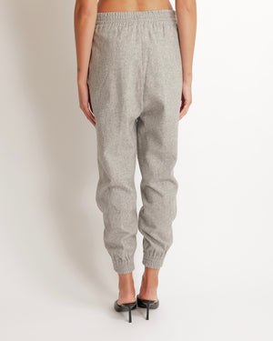 Ermanno Scervino Grey Wool Elasticated High-Waist Trousers with Logo Zip Details Size IT 42 (UK 10) RPP £800