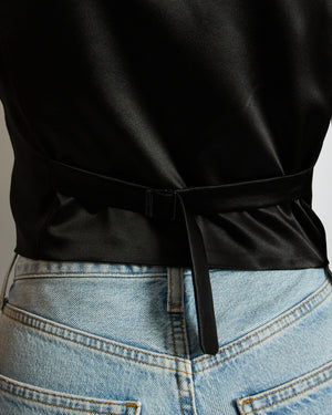 Saint Laurent Black Pinstripe Single Breasted Waistcoat Jacket Size FR 40 (UK 12)
