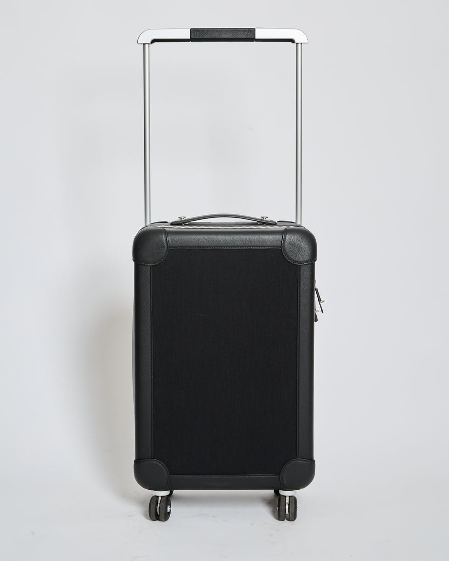 *HOT* Hermès Rolling Mobility Suitcase in Black with Black Clemence Leather Trim and Aluminium Hardware
