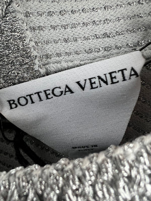 Bottega Veneta Silver Metallic Jumper with Fringe Details Size M (UK 10) RRP £1210