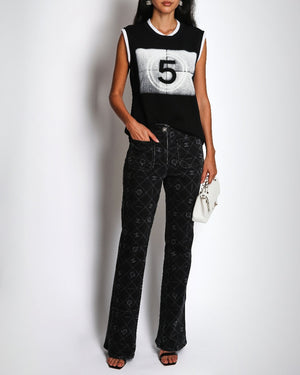 Chanel 21/S Black Sleeveless No5 Logo Vest Size FR 36 (UK 8)