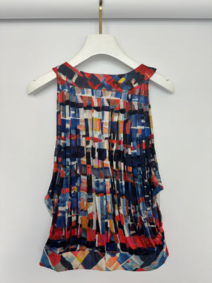 Chanel 16/S Cuba Pink and Blue Cotton Two-Piece Top and Maxi Skirt Set Size FR 36 (UK 8)