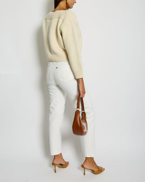 Fendi White Denim Jeans with FF Logo Detail Size IT 42 (UK 10)