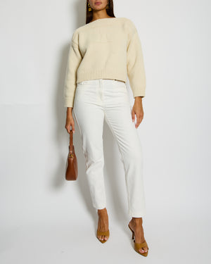 Fendi White Denim Jeans with FF Logo Detail Size IT 42 (UK 10)