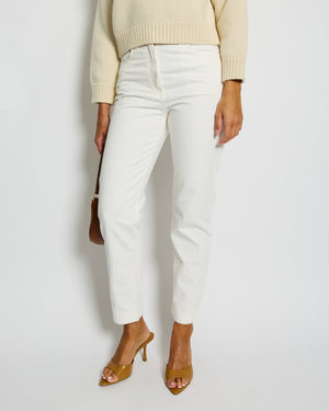 Fendi White Denim Jeans with FF Logo Detail Size IT 42 (UK 10)