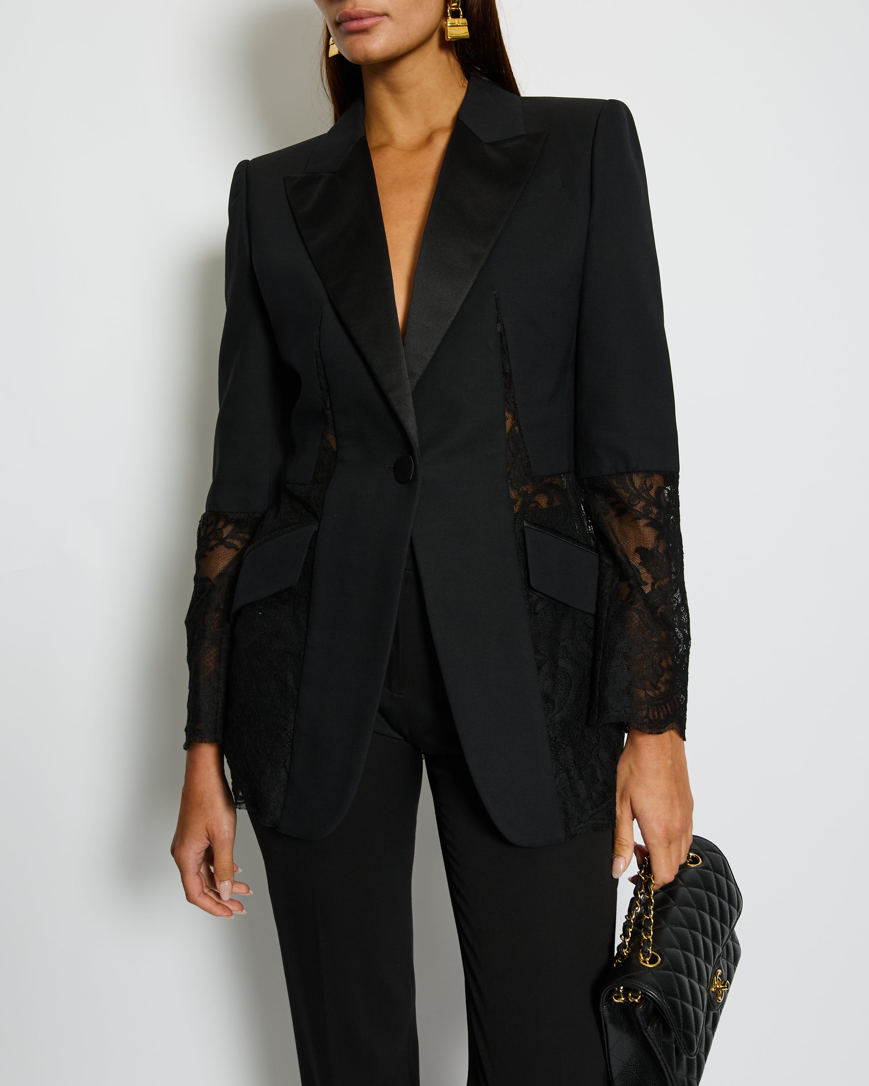 ジャケット MCQUEEN Lace detail blazer Black Alexander Mcqueen Lace Detail Blazer - Black | 822747QJADK1000