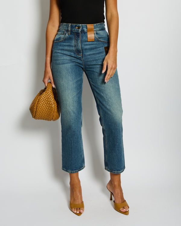 Louis Vuitton Monogram Patch Blue Denim Jeans Size FR 40 (UK 12)