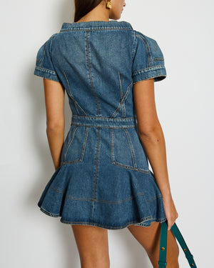 Alexander McQueen Denim Blue Mini Dress with Button Details Size IT 42 (UK 10) RRP £1,195