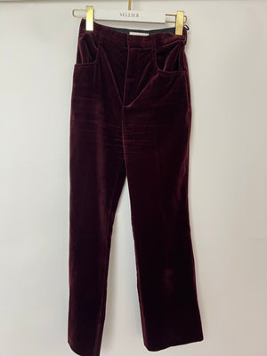 Saint Laurent Burgundy Velvet Blazer and Tailored Trouser Set Size FR 34 (UK 6)