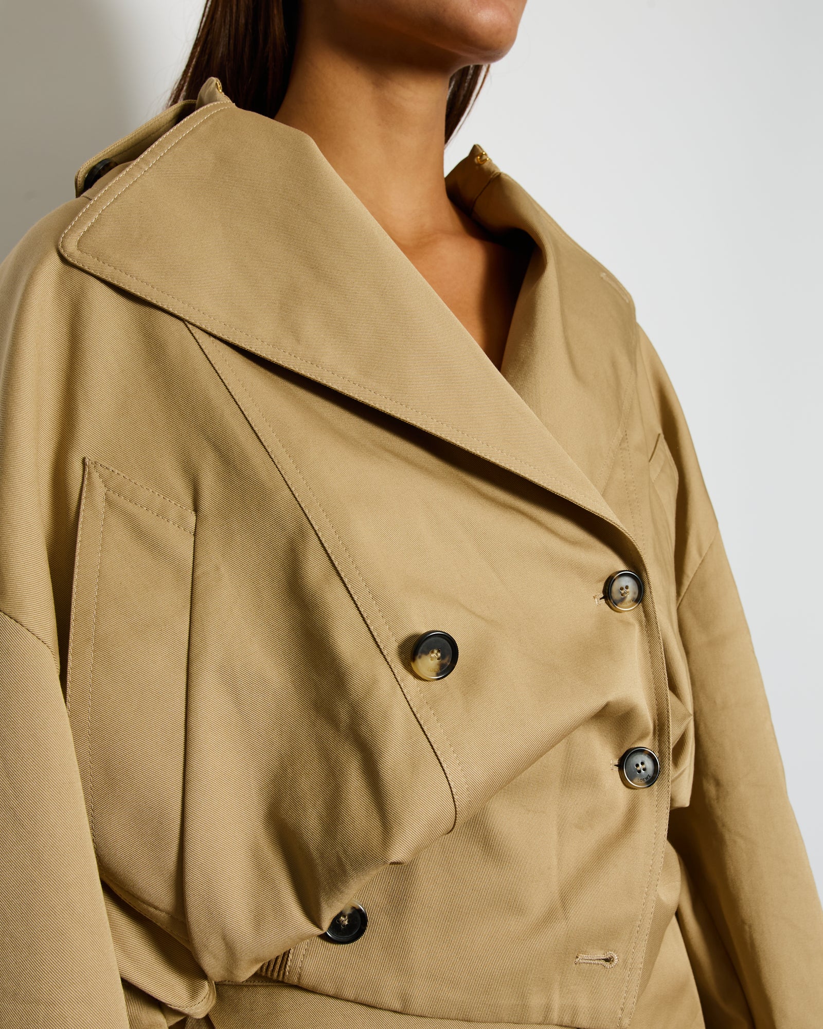 VIP価格.LOEWE TRENCH CROPPED IN PELLE Short trench in nappa lambskin Black - LOEWE