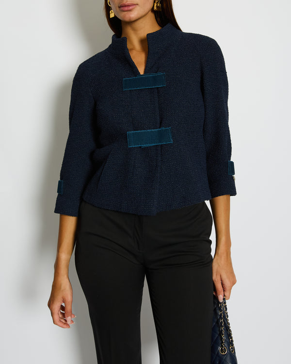 Chanel 17/P Cropped Collarless Tweed Jacket with Velcro Fastening Detail Size FR 36 (UK 8)